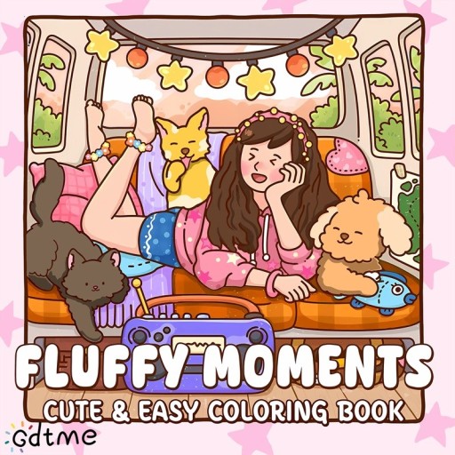 Malbuch Fluffy Moments mit Tieren und entspannenden Motiven 20 × 20 cm, 24 Seiten, einfache Bilder für Kinder und Erwachsene