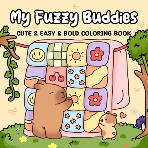 Malbuch My Fuzzy Buddies mit niedlichen Tieren 20×20 cm einfache Bilder zum Ausmalen Märchenbuch für Kinder und Erwachsene