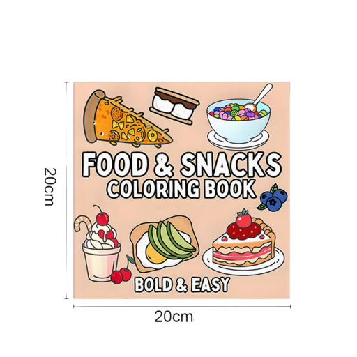 Malbücher mit Essens- und Süßigkeitenmotiven einfache Illustrationen 20 x 20 cm Papierausmalen für Kinder und Erwachsene