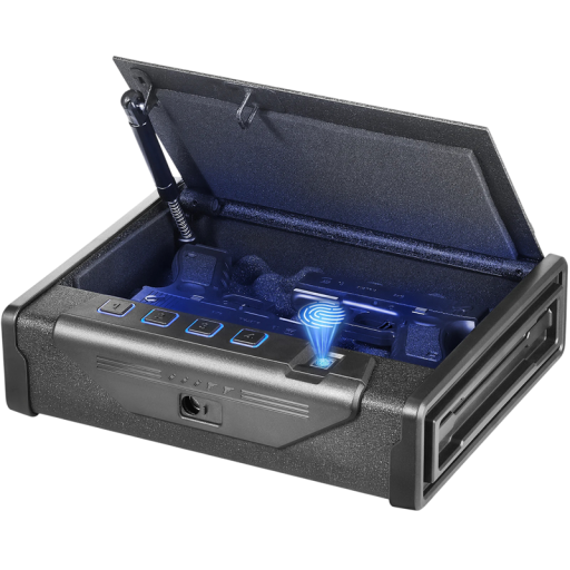 Maleta para pistolas con apertura automática 2 pistolas + cargador 12,7×10,1×3,46 in acero Q235 caja de seguridad negra