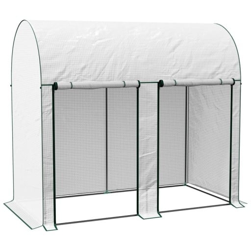Malý skleník se 2 rolovacími dveřmi na zip rozměr 200 x 100 x 178 cm z ocelového rámu a PE plachty 140 g/m² bílý na rostliny