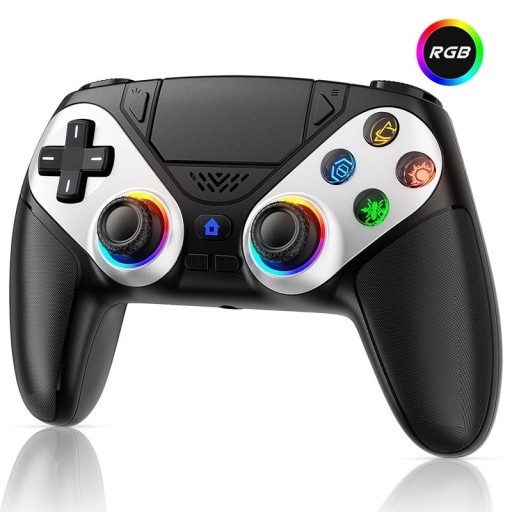 Manette de jeu sans fil pour PS5/PC avec éclairage RGB, fonction de vibration, boutons programmables et connecteur 3,5 mm