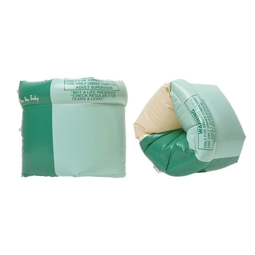 Mangas de natação infláveis 16,5 x 18 x 16,5 cm Mangas de banho verdes com estampado de desenhos animados Flutuadores de natação para crianças