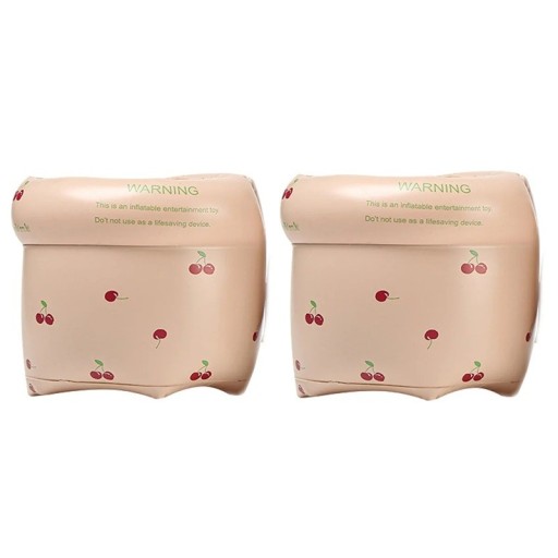 Mangas infláveis para crianças PVC 17 x 18 cm Flutuadores de natação bege com motivo de cerejas Círculo de natação boias para crianças e adultos