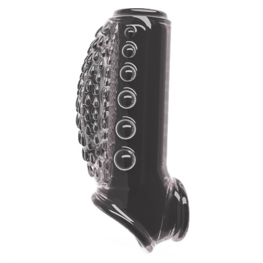 Manicotto in silicone per pene con bollicine massaggianti e rialzo con maniglia integrata per testicoli in stile anello di strozzamento Confezione discreta