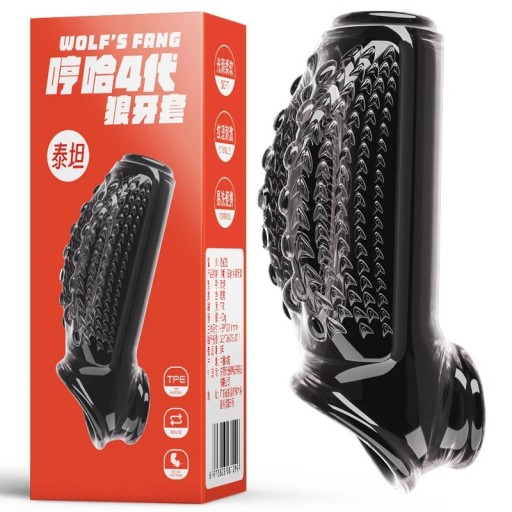 Manicotto in silicone per pene con bollicine massaggianti e rialzo con maniglia integrata per testicoli in stile anello di strozzamento Confezione discreta