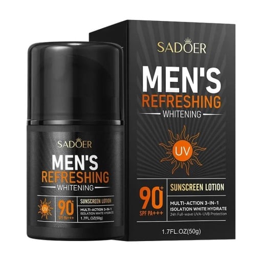 Mannen zonnebrandcrème voor gezicht, hals en lichaam SPF 90+ PA+++ 3-in-1 hydraterende zonneblokker tegen UV-straling UVA en UVB 50 g