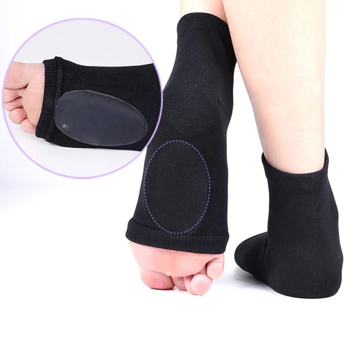 Manșoane de compresie pentru susținerea arcului plantar cu întărire cu gel Împotriva durerii de picior Se poartă în încălțăminte Design elastic negru 1 pereche