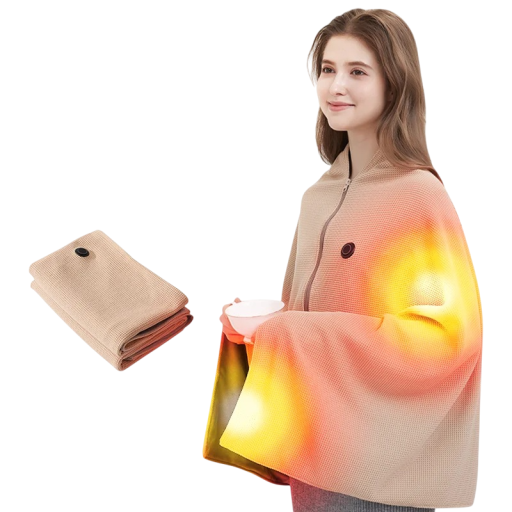 Manta aquecida com fecho USB aquecimento de várias zonas Material suave e macio Manta portátil aquecida para ombros e costas Bege ou cinza