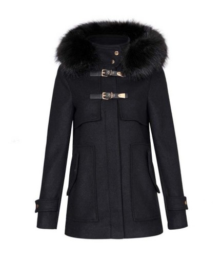 Manteau d'hiver pour femme avec capuche - Noir