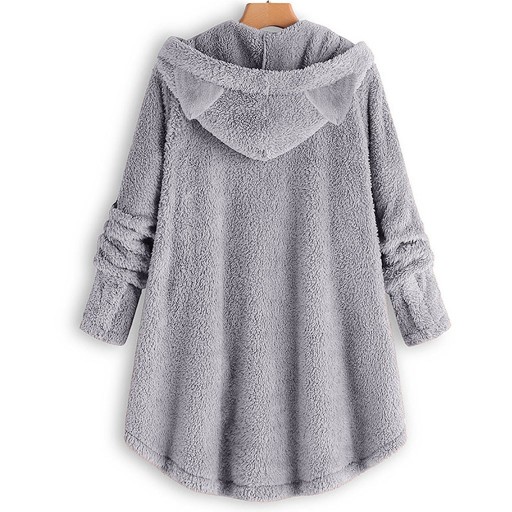 Manteau en peluche pour femmes avec oreilles