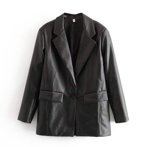Manteau femme en simili cuir noir