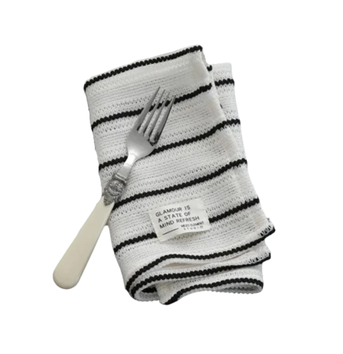 Mantel de tela diseño a rayas blanco y negro 36 × 46 cm salvamanteles textil decorativo para la mesa de comedor