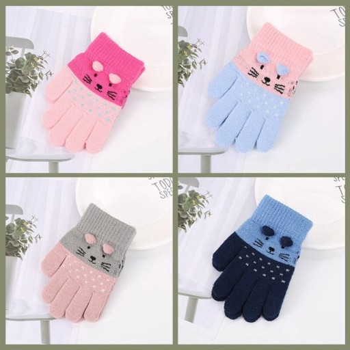 Mănuși de iarnă pentru copii cu pisica A125