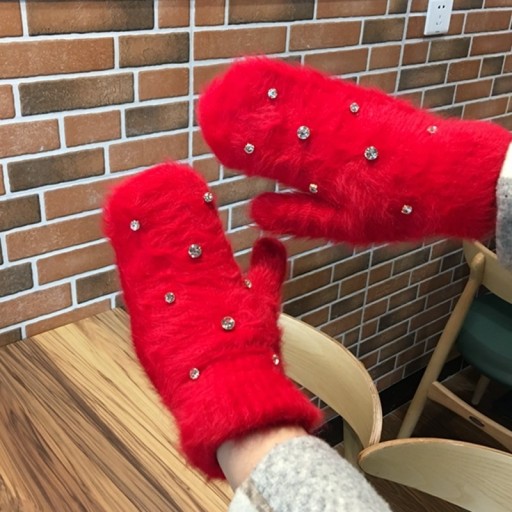 Mănuși de iarnă pentru femei, cu strasuri