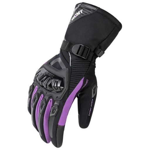 Mănuși de motocicletă de iarnă pentru femei, roz și violet, calde, impermeabile, mănuși de echitație, material elastic, sporturi off-road, curse