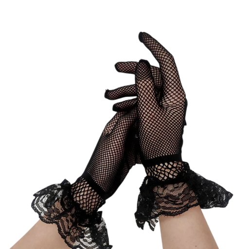 Mănuși din dantelă pentru femei, cu degete întregi, respirabile, 24×8 cm, acril, negre, elegante, pentru ocazii sociale