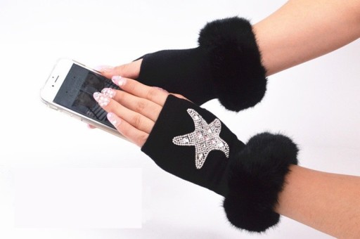 Mănuși fără degete pentru femei cu imprimeu J511