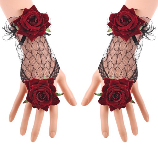 Mănuși fără treaptă pentru femei, cu trandafiri