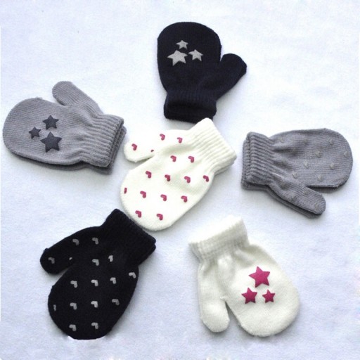 Mănuși tricotate pentru copii cu imprimeu J586