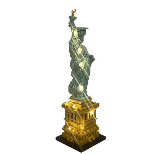 Maquette de la Statue de la Liberté 12x12x45 cm Modèle pliable avec lumière LED Maquette décorative avec éclairage Créatif jouet pour enfants et adultes