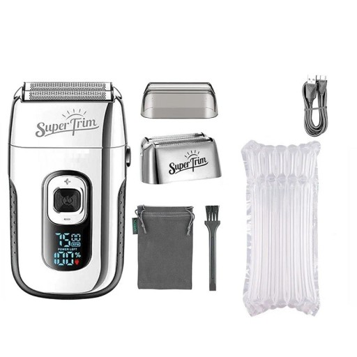 Máquina de barbear eléctrica para homens com três velocidades Máquina de aparar cabelo e barba Máquina de barbear recarregável com display LED com indicação do estado da bateria