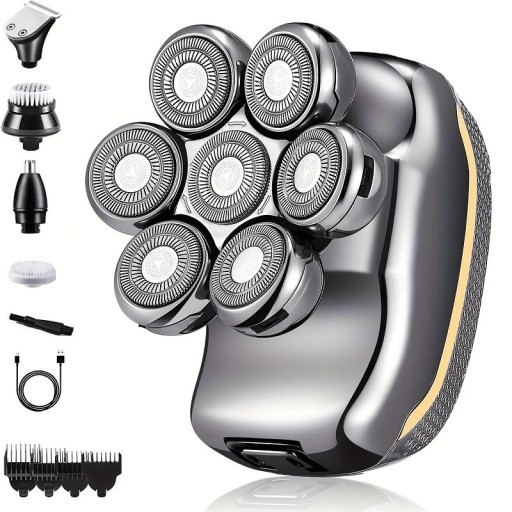 Máquina de barbear elétrica para homem com conjunto Máquina de barbear a bateria com acessórios Aparador de barba à prova de água com display LED
