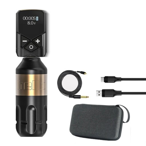 Máquina de tatuaje rotativa Interfaz RCA Longitud de carrera 4 mm Carga USB-C 2400 mAh 9 V 12000 Rpm Bolígrafo de tatuaje profesional