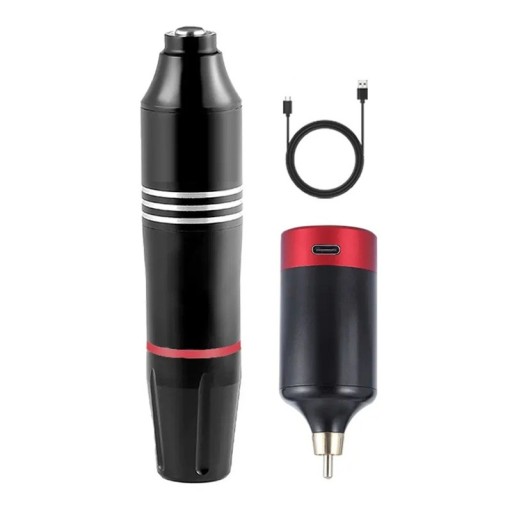 Máquina de tatuar rotativa sem fios profissional 12 x 2,7 cm 10V 10000RPM 1200mAh Empunhadura confortável carregamento USB Comprimento do curso 3,5 mm