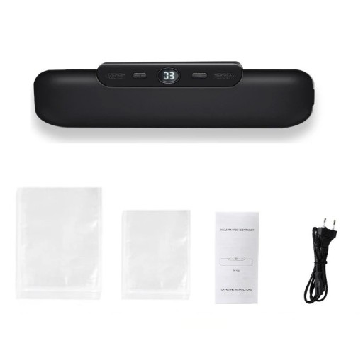 Máquina envasadora al vacío de alimentos, selladora al vacío recargable con cable USB, selladora al vacío con pantalla LCD, selladora al vacío de alimentos con 10 bolsas de alimentos al vacío