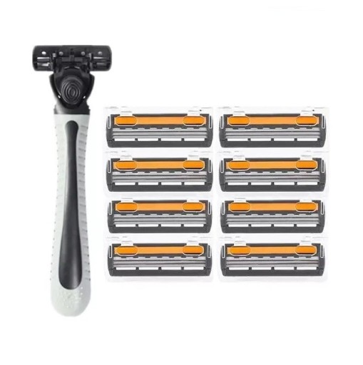 Maquinilla de afeitar para hombre con cabezales de recambio de tres capas Mango con nueve cabezales de recambio Maquinilla de afeitar con hojas