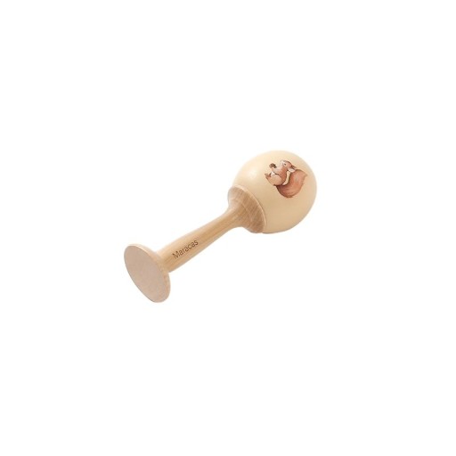 Maraca Montessori de madeira com motivo de esquilo Brinquedo musical para bebés 0–12 meses Instrumento rítmico Varinha infantil Desenvolvimento motor