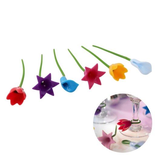 Marcadores de vidrio con forma de flor, 6 uds.