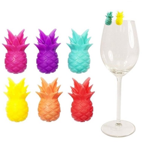 Marcadores de vidrio con forma de piña, 6 uds.
