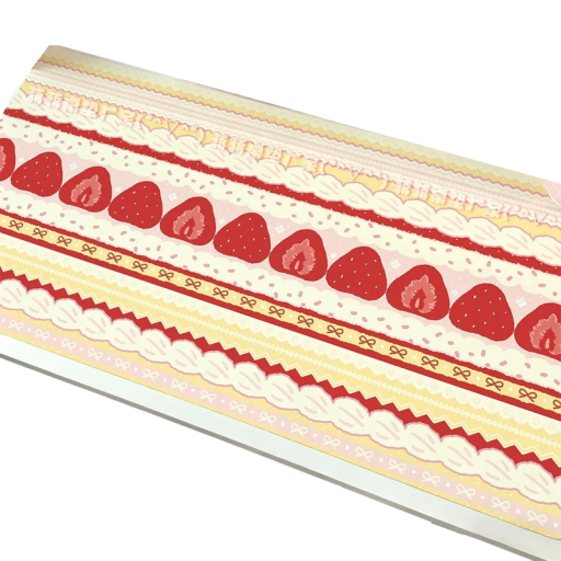Mare suport pentru tastatură și mouse cu motiv de căpșuni 50x100 cm fundițe dantelă și dungi pentru birou de fete și jocuri