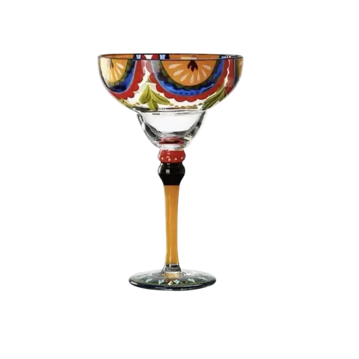Margarita Cocktailglas 270 ml dekorerat färgat glas diameter 11 cm höjd 18 cm glas för margarita cocktails eller blandade drinkar