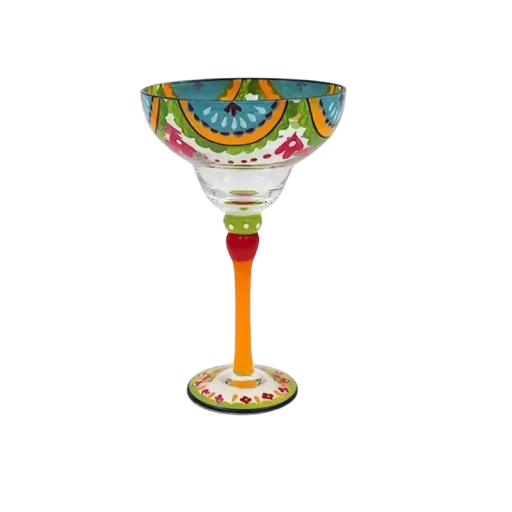 Margarita Cocktailglas 270 ml gekleurd versierd glas diameter 11 cm hoogte 18 cm glas voor margarita cocktails of gemixte dranken
