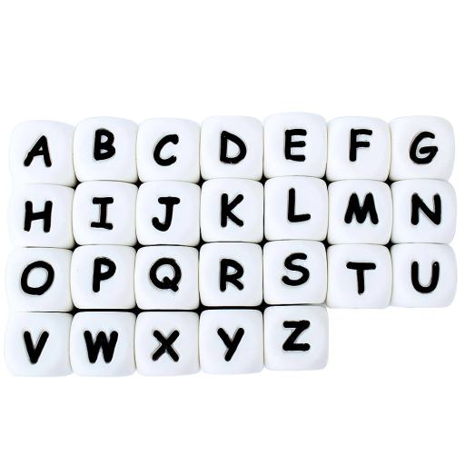 margele din silicon alfabet 10 buc