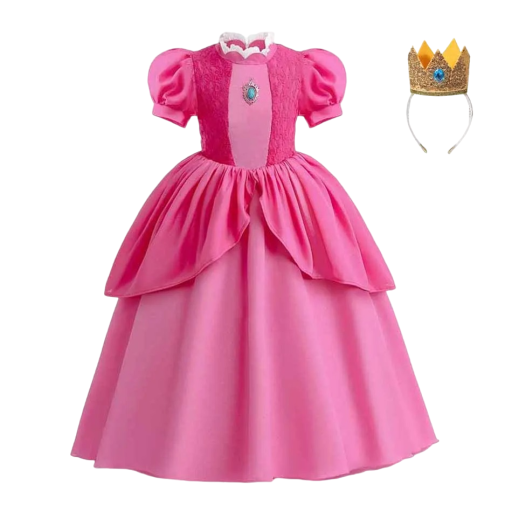 Mario Princess Barack jelmez lányok Princess Peach Cosplay jelmez Farsangi korona jelmez Halloween jelmez lányok Princess Peach ruha