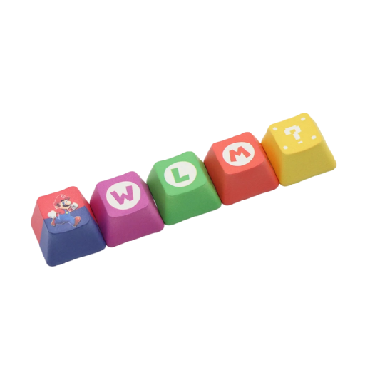 Mario stijl toetsen set 5 stuks PBT OEM profiel meerkleurige keycaps voor MX Switch mechanische gaming toetsenbord gamer set