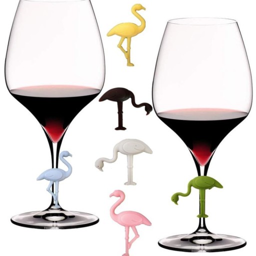 Markere de sticlă în formă de flamingo 6 buc