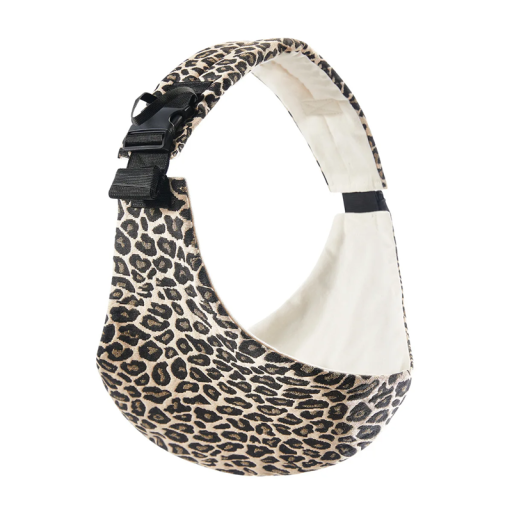 Marsupiu de siguranță pentru copii mici, montat pe șold, peste umăr, imprimeu leopard, curea reglabilă, suport ergonomic, bebeluș în mână