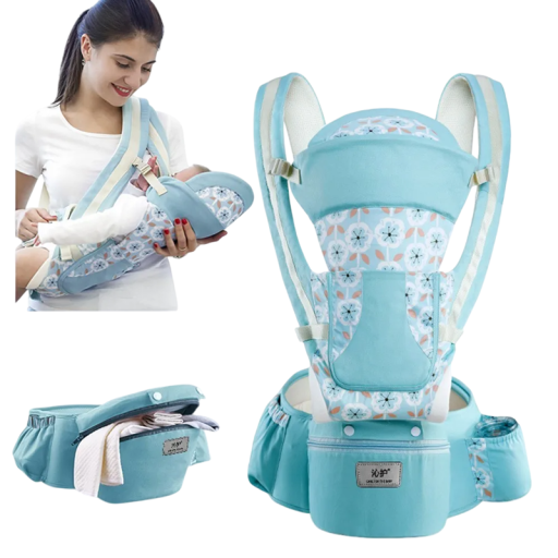 Marsupiu ergonomic pentru bebeluși Combinație multifuncțională cu scaun și spațiu de depozitare Bretele reglabile Confortabil de purtat