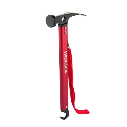 Martillo de camping de doble cabeza fabricado en acero al carbono 366 gs con gancho Aleación de aluminio Mango 31 x 11 cm Color rojo Herramientas de camping y aire libre