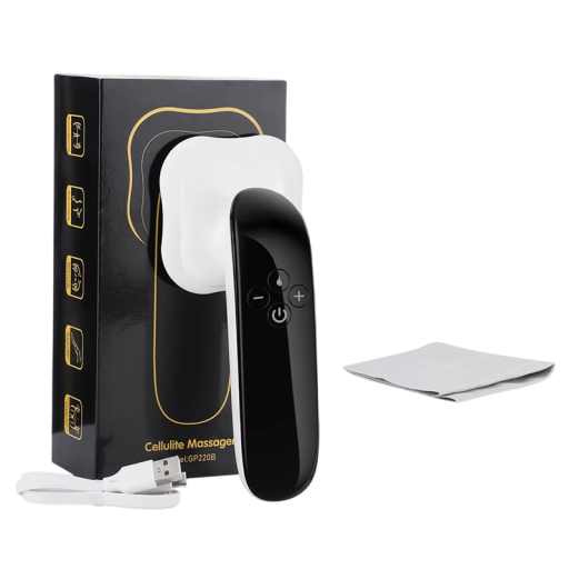 Masaj cosmetic împotriva celulitei 4 în 1 RF microcurent roșu LED 3 moduri 10 niveluri 17 cm USB-C reîncărcabil negru pentru conturarea corpului