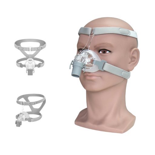 Masca CPAP nazală cu sistem de prindere mărimea M 37–44 mm perne din gel de silicon diametru tubului 22 mm pentru apneea în somn