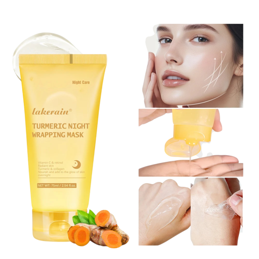Masca de față cu turmeric pentru noapte 75 ml cu vitamina C și retinol hidratantă hrănitoare împotriva acneei pentru o piele netedă