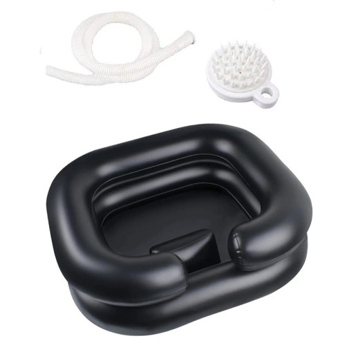 Mască de spălare portabilă gonflabilă 52 x 58 x 19 cm pentru spălarea părului la pat cu furtun și perie Mască de spălare ușoară pentru păr