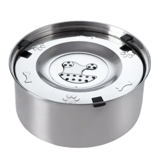 Mască pentru apă din oțel inoxidabil 3 l 22,3 x 9,8 cm Împotriva vărsării cu disc flotant pentru băut lent Mască antiderapantă pentru câini și pisici