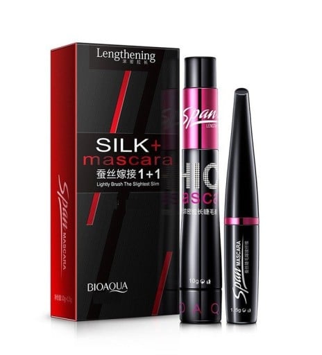 Mascara 2-in-1 voor volume en verlenging van wimpers Set van twee 3D mascara's met verschillende borstels Langdurig effect met een natuurlijke